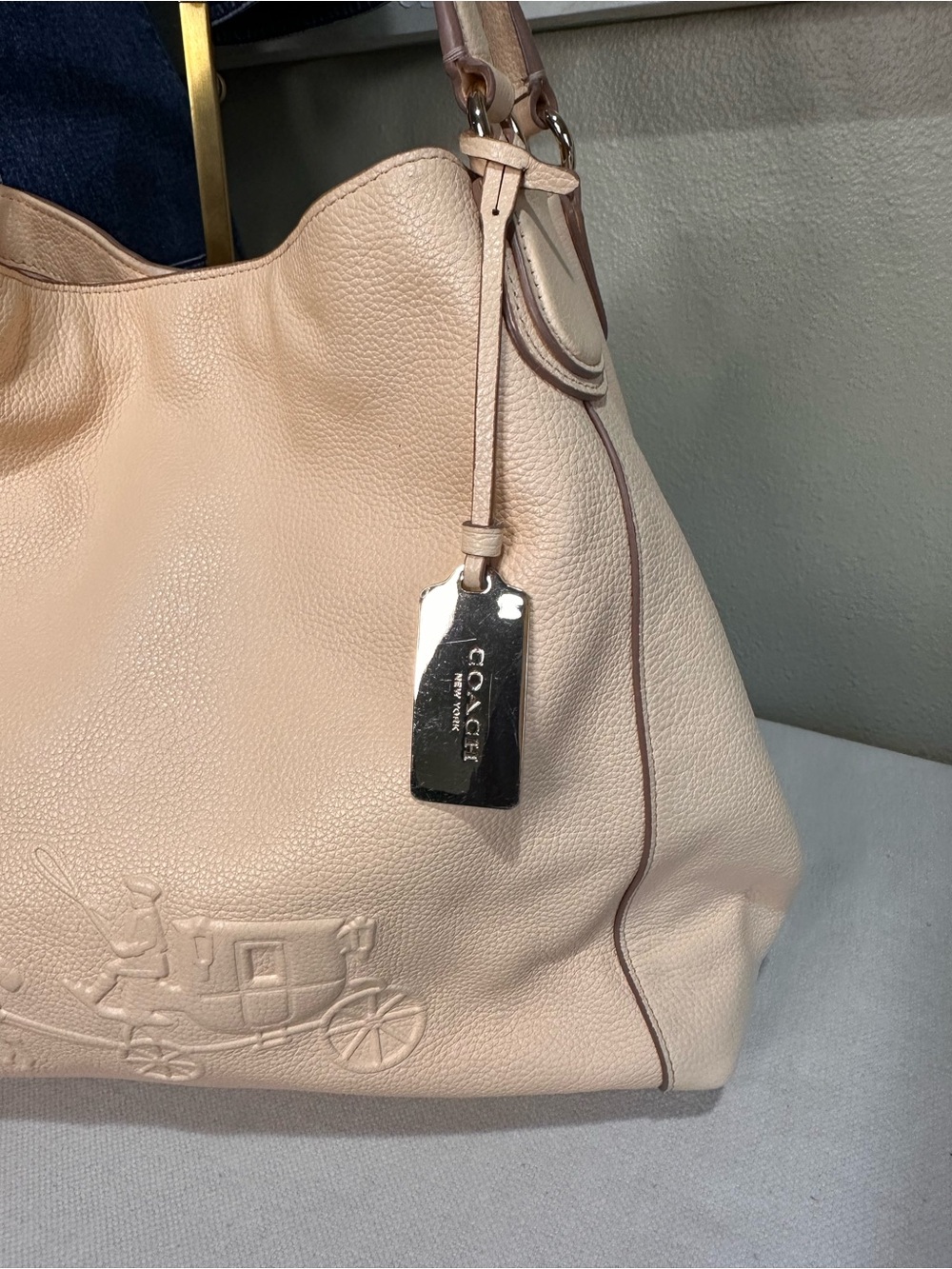 Coach Phoebe Horse & Carriage Debossed Leather Shoulder Bag in Peach 2014 - Picture 2 of 12
